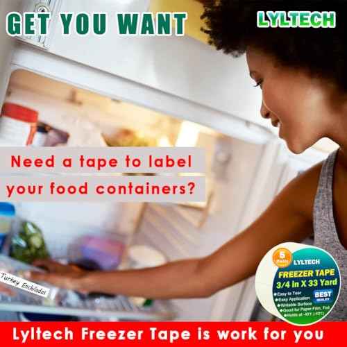 White Freezer Tape 5 Rolls -165 Yard,Writable Surface,Easy to Tear, Low Temperature Resistance,Residue-Free Removal, Each Roll 3/4 in x 33Yard