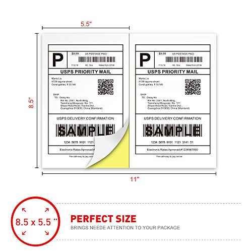 [500 Sheets; 1000 Labels] Half Sheet Self Adhesive Shipping Labels for Laser & Inkjet Printers, 8.5" X 5.5" Shipping Labels for Laser & Inkjet Printers