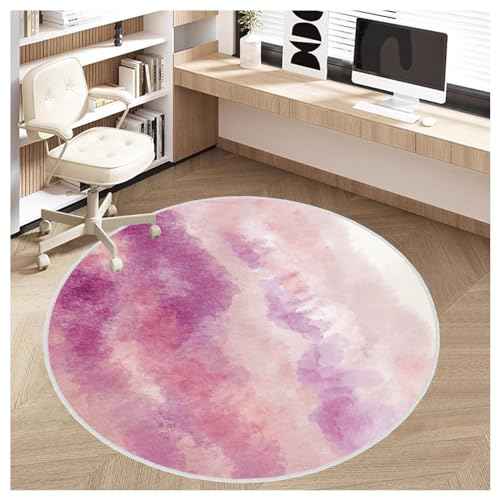 Office Chair Mat for Hardwood Floor, 4ft/48in Round Chair Rugs Floor Protectors, Desk Chairs Mat for Rolling Chair, Anti-Slip Computer Chair Mats, Carpet Mats for Home Office(Pink)