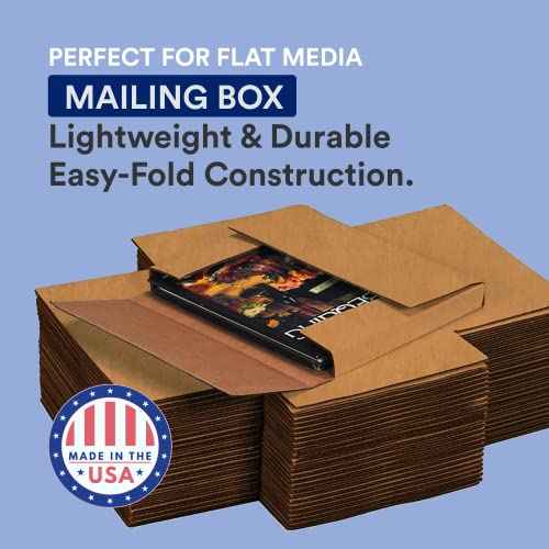 BOX USA Flat Mailer Shipping Boxes 10.25"L x 8.25"W x 1.25"H Medium 50-Pack | Corrugated Cardboard Box for Small or Large Business Packaging, Mailing, and Storage