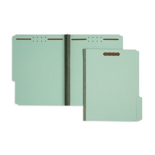Blue Summit Pressboard File Folders, 2 inch Expansion Pressboard Folders Letter Size, Pressboard Folders with Fasteners, Gray/Green – 25 Pack