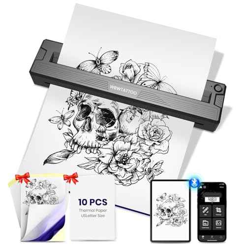 Tattoo Stencil Printer Machine,2026 Upgraded Portable Thermal Wireless Bluetooth Printer for Tattoo Beginners&Artists,withTransfer Paper and Thermal Paper,Compatible with Phone&PC