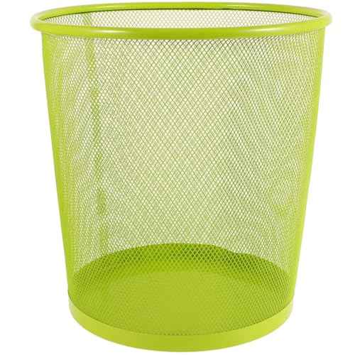 Ciieeo Green Mesh Trash Cans Mesh Office Trash Can Open Top Metal Wire Wastebaskets Waste Basket for Near Desk Garbage Can Recycling Garbage Container Bin 26.5x28cm