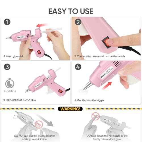 ROMECH 20W Mini Hot Glue Gun with 30 Glue Sticks Set, Fast Preheating Hot Glue Gun Kit Heavy Duty Gluegun for Craft, DIY, Repairs (Pink)