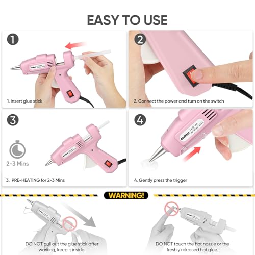 Romech Pink Mini Hot Glue Gun Kit with 30 Glue Sticks - Craft & Repair