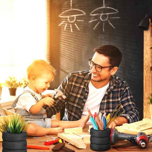 12 Pcs Operation Christmas Box Items Bulk Tire Shaped Pen Holder Car Tire Pencil Holder Stack Stationery Accessories for Desk School Office Decor Christmas Gift Funny Cactus Succulent Planter