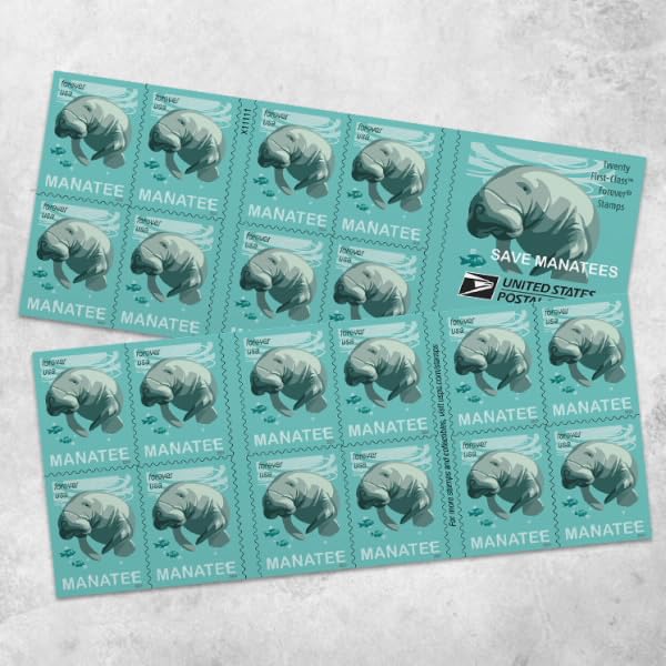 United States Postal Service Save Manatees First-Class Forever Postage Stamps (20 Stamps)