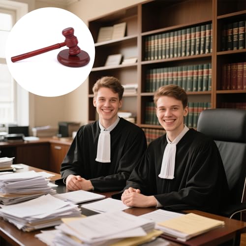 Wooden Judge Gavel and Sound Block Set - Handcrafted Legal Desk Accessory