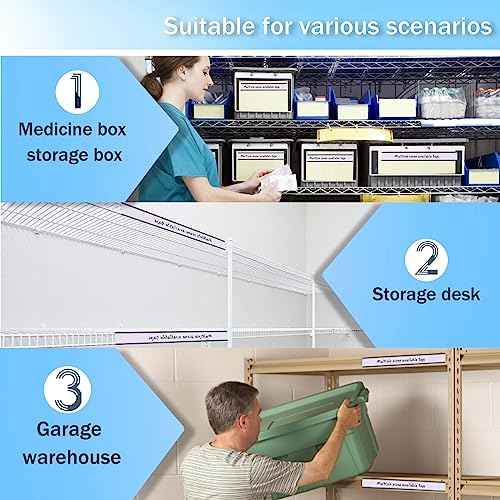 100 Pieces Magnetic Label Holders with Magnets Magnetic Data Card Holders with Clear Plastic Protectors for Metal Shelf, Whiteboard (0.75 x 6 Inch)