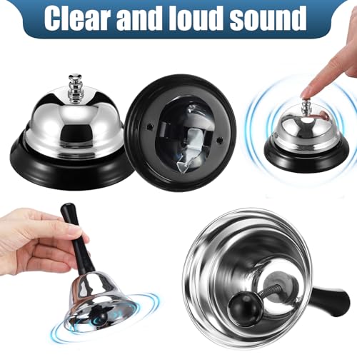 2 Pcs Stainless Steel Call & Hand Bells for Hotels, Restaurants, Office & Home