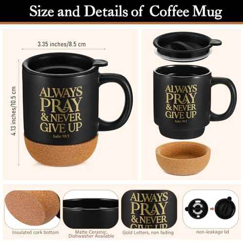 4 Set Pastor Appreciation Gifts for Men Christian 15 oz Bible Verse Ceramic Coffee Mug A5 Journal Ballpoint Pen Christian Religious Gift Set for Church Christmas Supplies (Fashion Style)