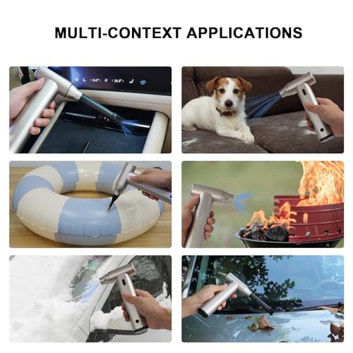 Compressed Air Duster - 130000RPM Electric Mini Blower - Turbo Fan - Car Dryer, Cordless Air Duster for Computer Keyboard, Outdoors, Car, Home (Silver)