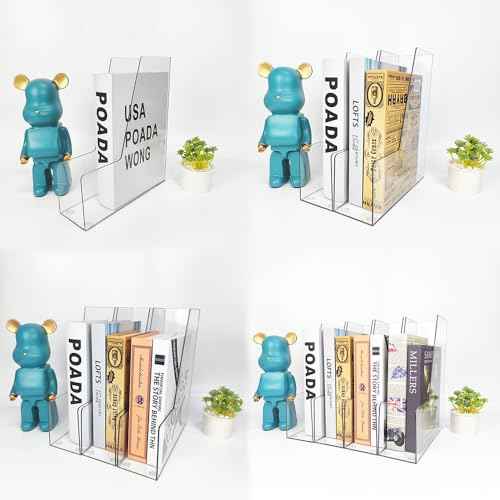 Vertical File Holder, 4 pack Clear Plastic Document Organizer and Clear Magazine Organizer, Multi-purpose Document Organizer for Home Office