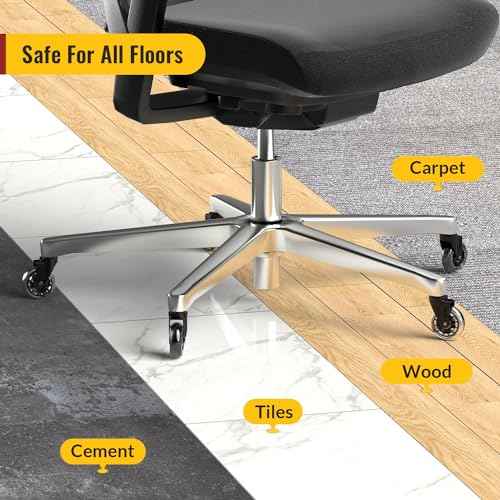 HOLKIE Office Chair Wheels Roller Blade Caster Rubber Replacement for Office 11x22mm Transparent 3 Inch, Desk Rolling Set of 5 for Hardwood Floors Gaming Chair Wheels Smooth & Silence Gliding
