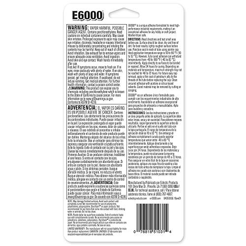 E6000 Craft Adhesive Mini Tubes 4 Pack - Clear, Strong Bond, 0.18oz