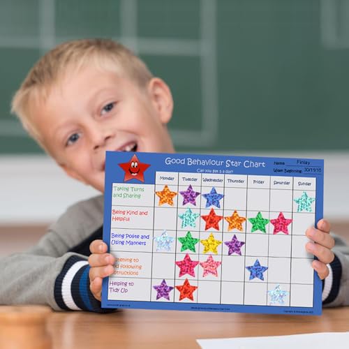 Joyberg 3000 PCS Sparkly Holographic Star Stickers - Mix Colors, 0.6 Inch Kids Rewards & Classroom Decorations