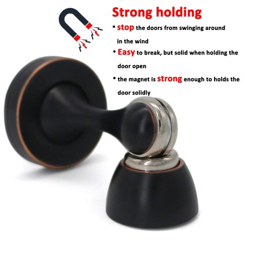 Solid Mental Magnetic Door Stop, Wall Mounted, Oil Rubbed Bronze, 5 PCS