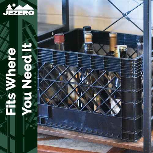 JEZERO 20 Quart Heavy Duty Plastic Crate | Stackable Multi-Purpose Storage Bin for Garage, Home, Office, Groceries, Outdoor, Camping & Kayaking | Black Utility Tote, 17" x 13" x 11"