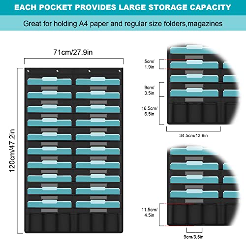 KIKIGOAL 20 Pockets Hanging Wall File Organizer - Heavy Duty Office & Classroom Storage