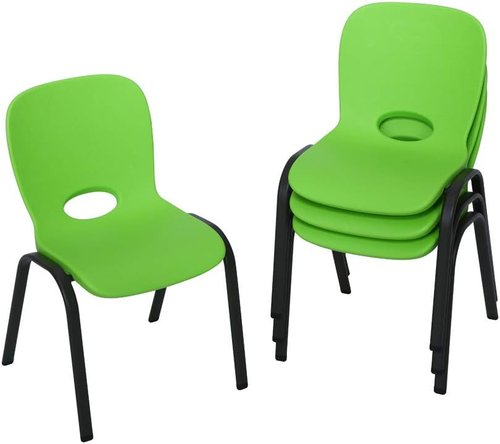 Lifetime 80473 Kids Stacking Chair Set - 4 Pack in Vibrant Lime Green for Playrooms
