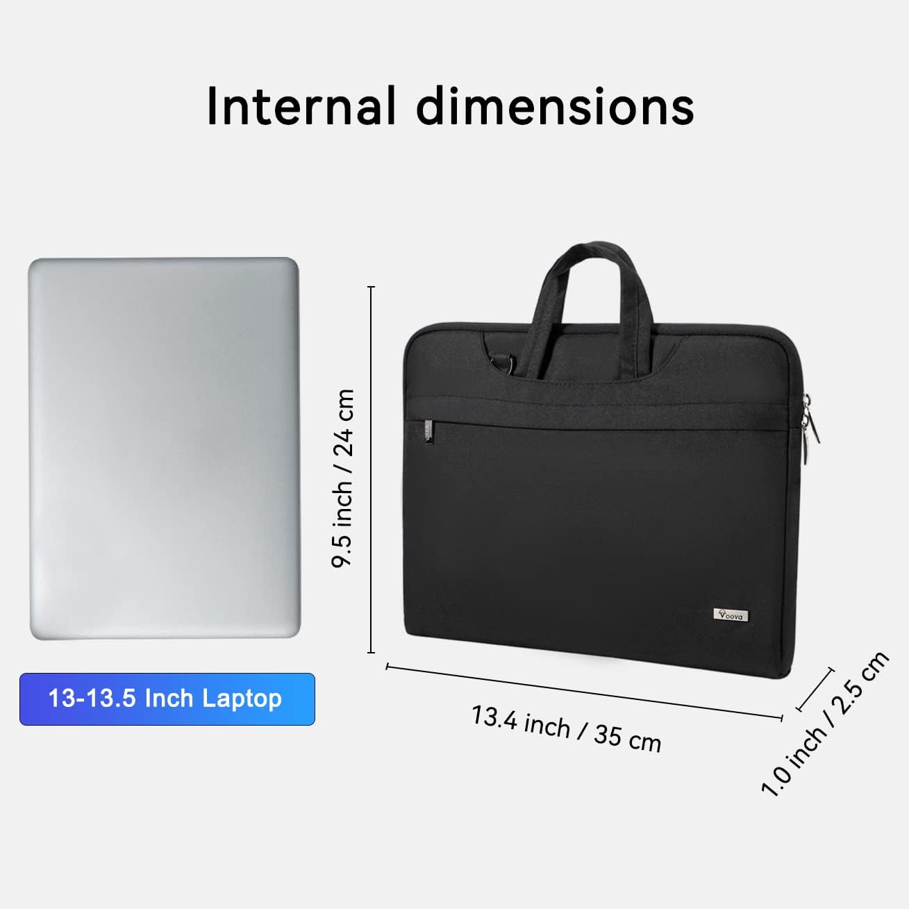 Voova Waterproof Laptop Bag - 13-14 Inch Computer Sleeve with Shoulder Straps & Handle | Black