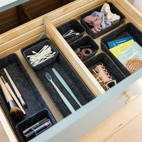 Three by Three Seattle Felt¡¤Like¡¤It! Felt Bins for Office, Crafts, Classroom, Living Room, Bedroom: Charcoal, Set of 10