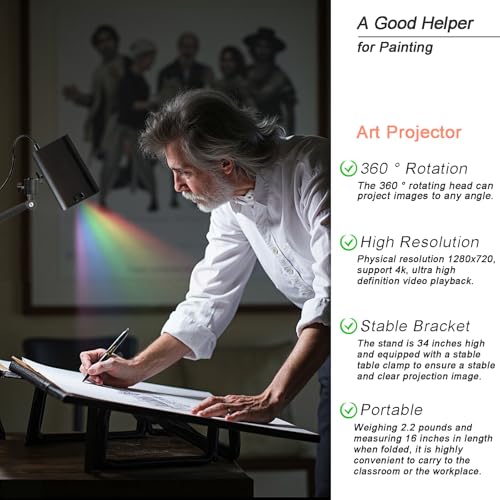 Portable Art & Movie Projector for Tracing, Drawing, and Presentations 4K HDR