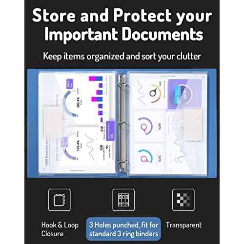 Forvencer Binder Pocket, 10 Pack Super Heavyweight Plastic Folders with Tight Closure, Folders with Pockets Side Loading, Binder Organizer, Binder Dividers with Pockets, Letter Size, Clear