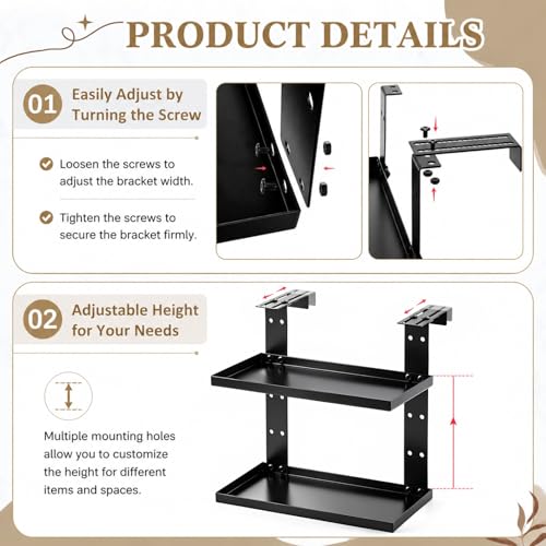 BrightRow 2-Tier Square Shelf with Adjustable Hooks - Large Cubicle Organizer