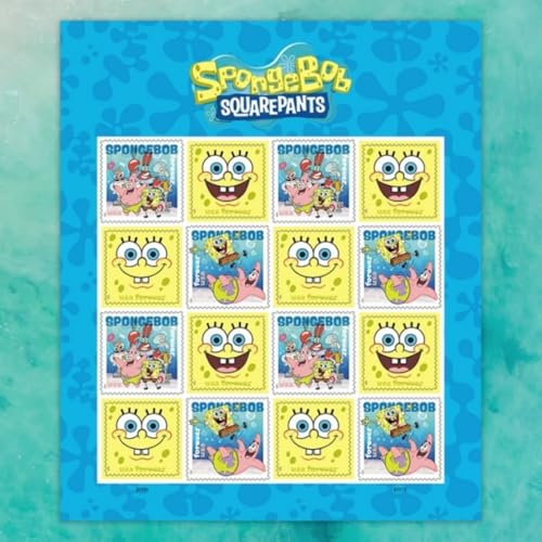 USPS SpongeBob SquarePants Forever Postage Stamps Sheet of 16 - Nickelodeon Characters