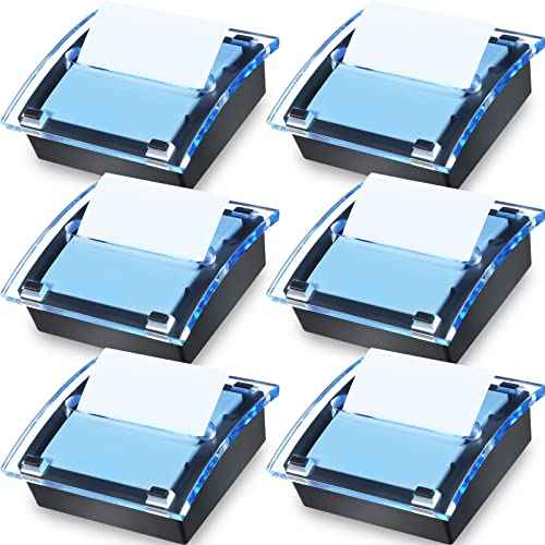 Mimorou 6 Pcs Pop Up Note Dispenser Sticky Note Holder Dispenser Posted Holder Container Black Base Transparent Top for 3 x 3 Inch Sticky School Office Home