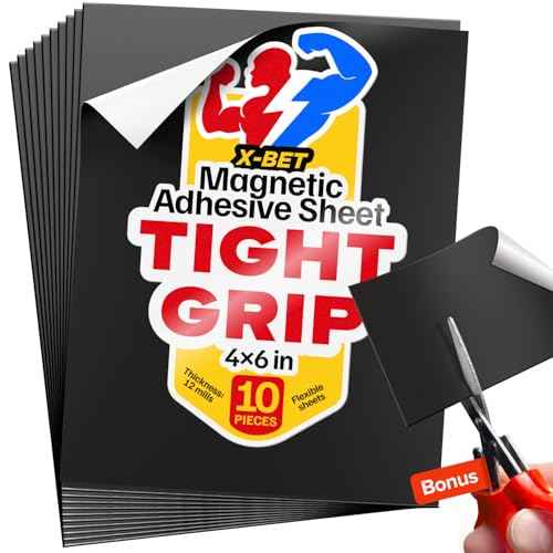 Strong Self-Stick Adhesive Magnetic Sheets 10 Pcs (4"x6"/10x15cm) ? Customizable Magnetic Paper for Photo, Magnet Stickers, Labels, Crafts; for Fridge, Lockers, Whiteboards, Office, Projects
