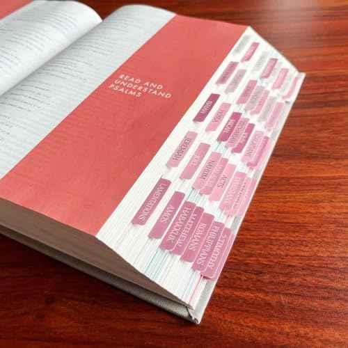 Laminated Bible Tabs, Reposition Large Print Stickers, Easy to Read and Apply Bible Tabs for Women and Man (White Pink)