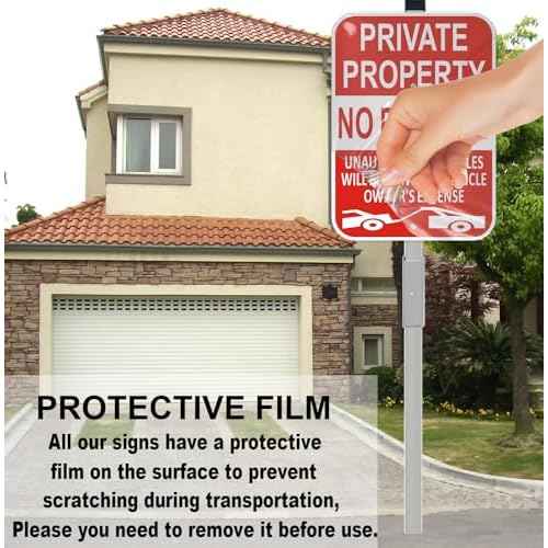 (3 Pack) Lxysign Large Private Property No Parking Sign with Stake 36" Tall,14" x 10" No Parking Sign Vehicle Towed At Owner's Expense Sign, Reflective Rust Free Aluminum Sign