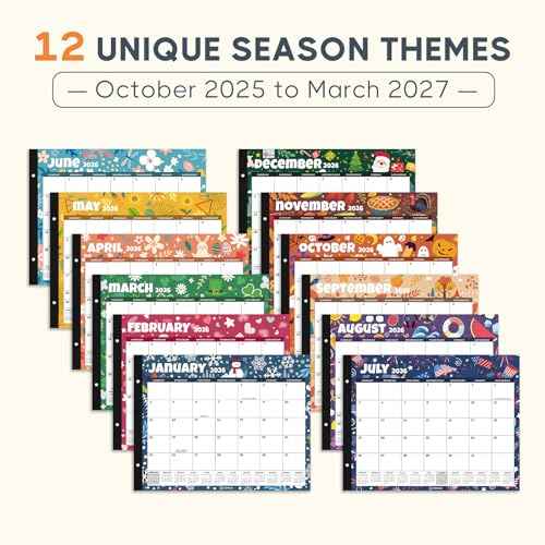 Desk Calendar 2025-2026, 18 Months Calendar Runs from October 2025 to March 2027 - Large 22" x 17" Desktop Monthly Calendar for Home, School, or Office - Seasonal Pattern