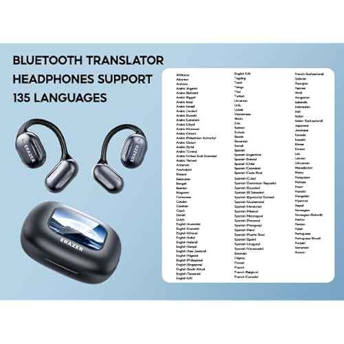 ERAZER AI Translation Earbuds Real Time Language Translator Earbuds Over The Ear Ear buds for 135 Languages Touch Screen Translation Headphones Device fit iOS&Android for Travel Business Learning