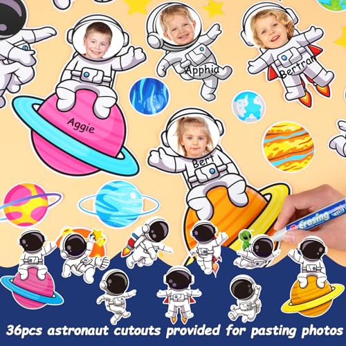 Justforjoyful Outer Space Astronaut Bulletin Board Decorations Space Theme Classroom Decor - Galaxy Borders & Planet Cutouts