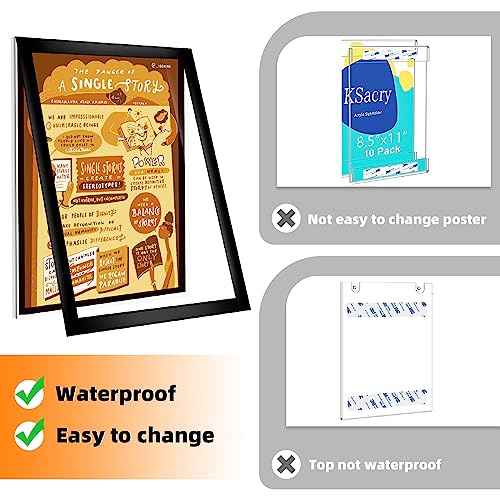 6 Pack Acrylic Sign Holder 8.5x11 Wall Mount,Clear Wall Sign Holder with Tape,Horizontal & Vertical Display,Plastic Sign Holder for Wall Door Glass Window Fridge-No Drilling