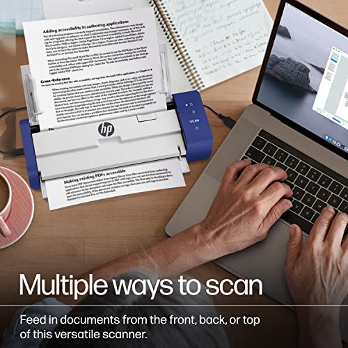HP Portable Duplex Document Scanner with Auto-Feed Tray — Mobile Black & White & Color, 25ppm, 1200dpi for Home & Office