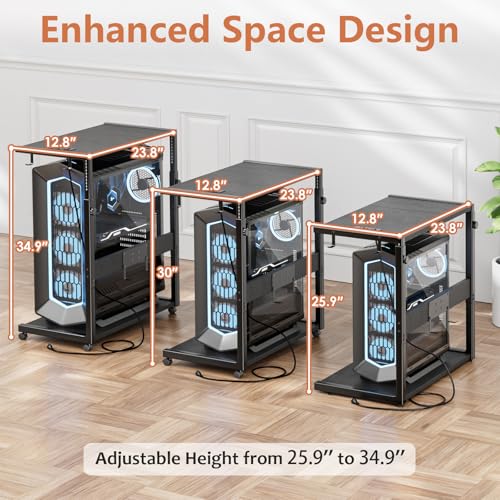 Jane Eyre X-Large Adjustable Gaming Computer Tower Stand - 15-Level Height, 25.9-34.9 in