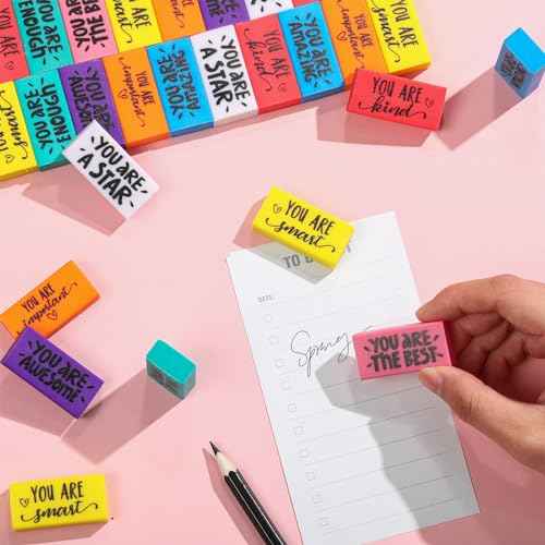 PerKoop Inspirational Colorful Erasers Bulk Small Motivational Pencil Erasers You are Awesome Operation Christmas Gifts for Kids Students Teachers Classroom Office Xmas Supplies(150 Pcs)