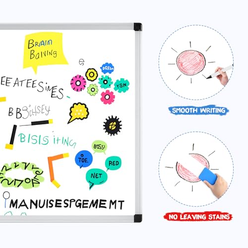 Silver White Magnetic Whiteboard Kit 36x24 Wall Dry Erase Board with Accessories