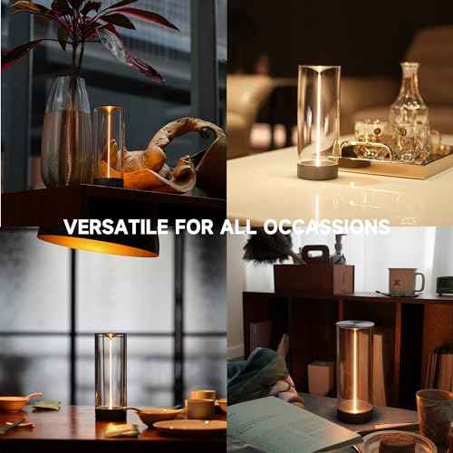 AUGE LIGHT Minimalist Desk Lamp Cordless Table Lamp LED Rechargeable Modern Nightstand Lights Dimmable with 3 Levels for Gaming, Home Office, Bedroom, Living Room, Kitchen, Bar