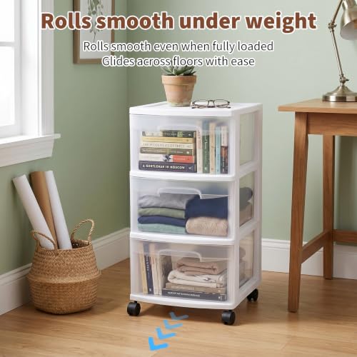 Swivel Caster Wheels for Sterilite 3-Drawer Cart (4-Pack) - Durable, Quiet, 360° Rollers