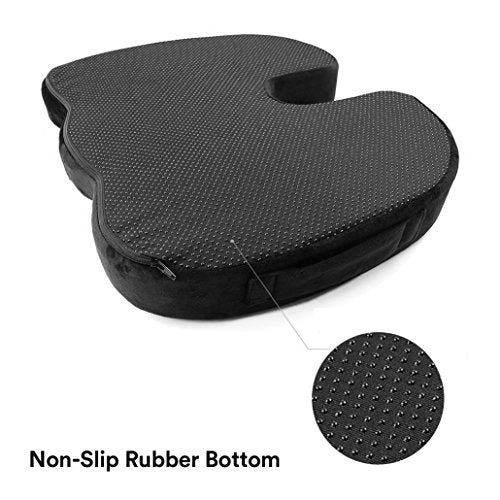 SnugPad Memory Foam Seat Cushion, for Sciatica, Back, Hip, and Tailbone Pain Relief, Firm Comfortable, Support for Office Chair, Wheelchair, Car. Non-Slip Orthopedic Memory Foam Coccyx Cushion 2 Pk