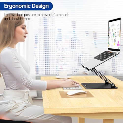 BESIGN A-Classic Black LS10 Laptop Stand for Desk, Adjustable & Foldable