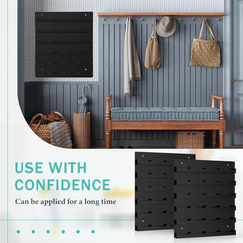 Suzile 2 Pcs 48 Business Card Holder Wall Mount 24 pockets each Business Card Display Wall with Hanging Hardware Acrylic Business Multiple Sticker Display for Office Home, 17.7'' x 15.7'', Black