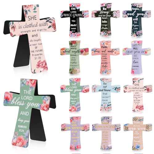 48 Pcs Magnetic Bookmarks Christian Cross Magnetic Page Markers Religious Bible Verses Bookmarks for Mother's Day Women Student Student School Church Bible Study Group (Flower)