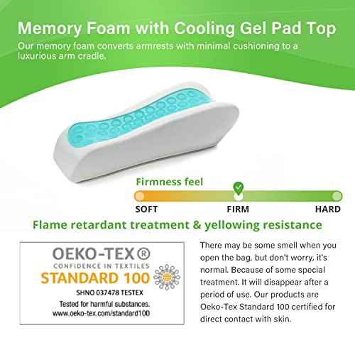 Chair Ergonomic Armrest Cooling Gel Pads Elbow Pillow Pressure Relief Office Chair Gaming Chair armrest with Memory Foam armrest Pads 2-Piece Set of Chair (Gel+ Memory Foam)