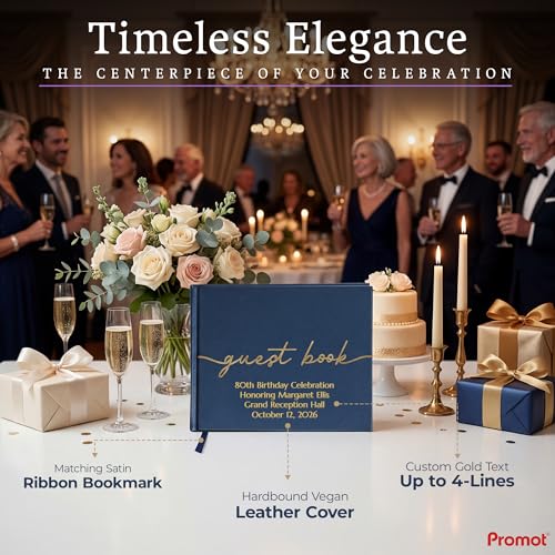 Personalized Guestbook (Sapphire Blue) - 110 Lined Pages, Vegan Leather Cover
